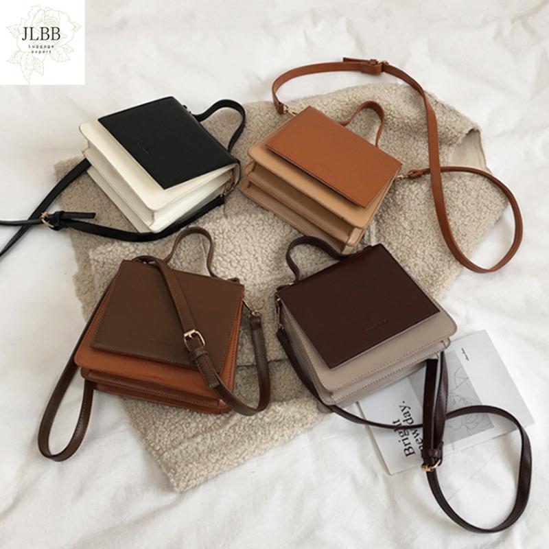 

Fashion Vintage Panelled Color Small Square Bag For Ladies High Quality Pu Leather Handbag Female Casual Wild Messenger Shoulder, Black