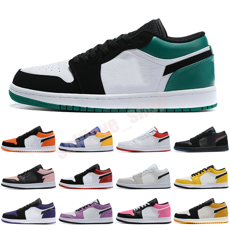 

Low 1 1s mens basket shoes OG SP UNC royal toe pine green Paris triple black men women sneakers, Color 1