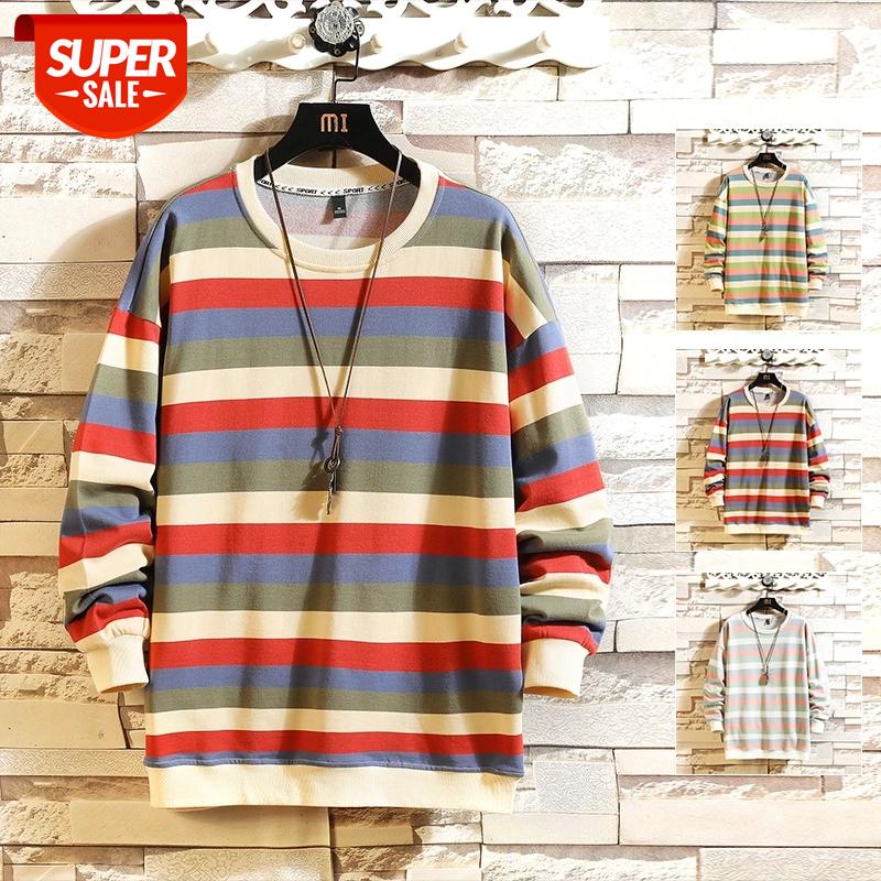 

Striped Korean Style Men Sweaters Fashion 2020 Autumn New Men's Sweatshirts Man Streetwear Casual Pullovers #iS2E, White;black