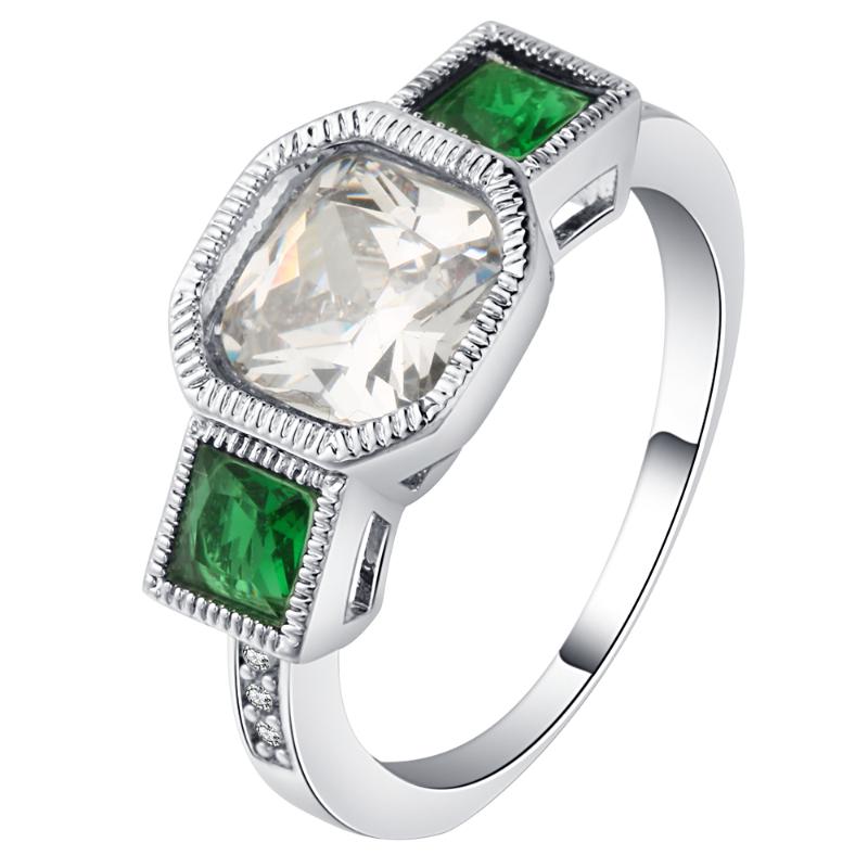 

Cluster Rings Hainon Vintage Women Green Birthstone Zircon Ring Silver Color Engagement Wedding Band Size 6-10 Distribution