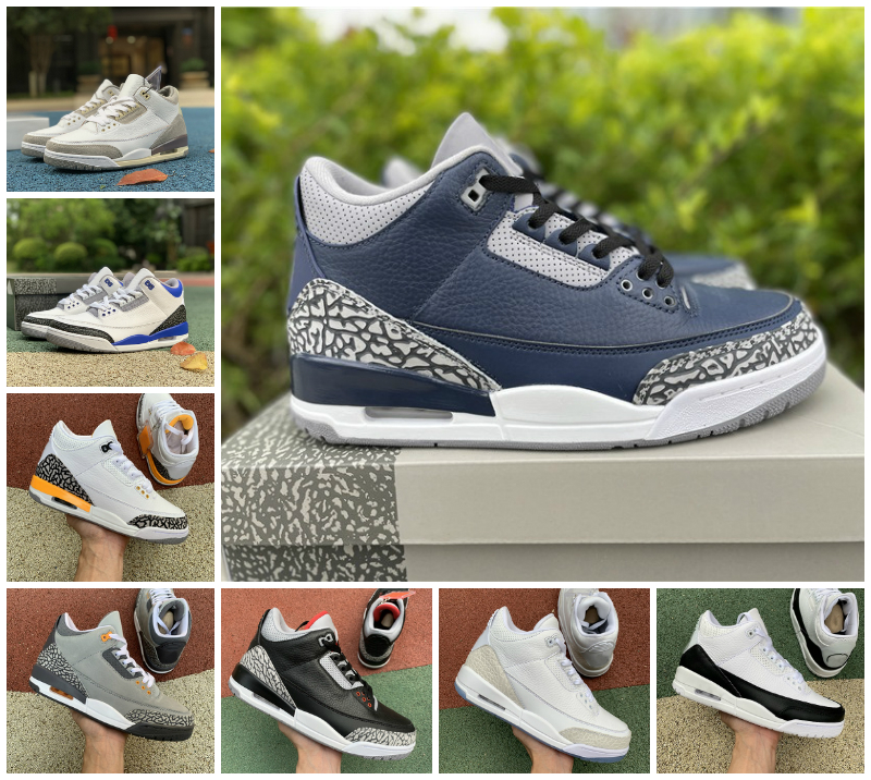 

Top Quality Racer Blue 3 3S Basketball Shoes Mens Georgetown Cool Grey A Ma Maniere UNC Fragment Knicks Court Purple Denim Red Black Cement