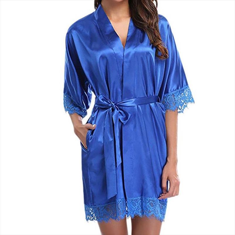 

Lace Satin Nightgown Womens Sleepwears Sexy Lingerie V Neck Night Dress Loose Plus Size Ladies Nighties, Color11
