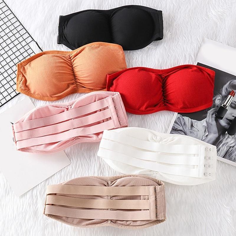 

Strapless Bra Sexy Tube Top Women Push Up Bralette Lingerie Invisible Seamless Underwear Brassiere Crop Bustiers & Corsets, White