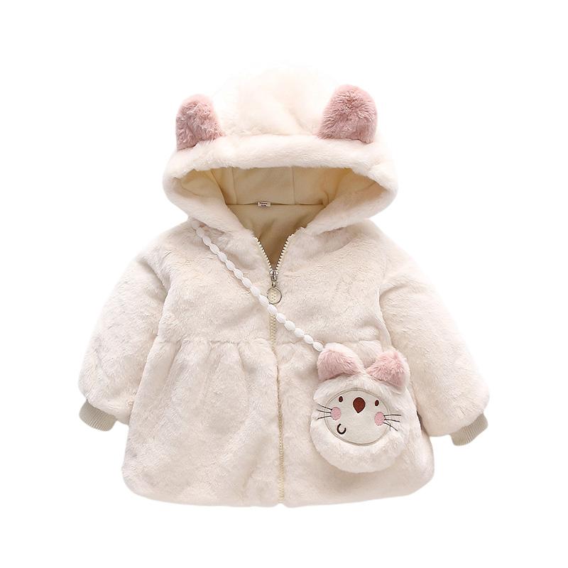 

Down Coat Baby Girl Hooded Jacket Autumn Winter Solid Color Thickened Warm Fashion For Kids, Blue;gray