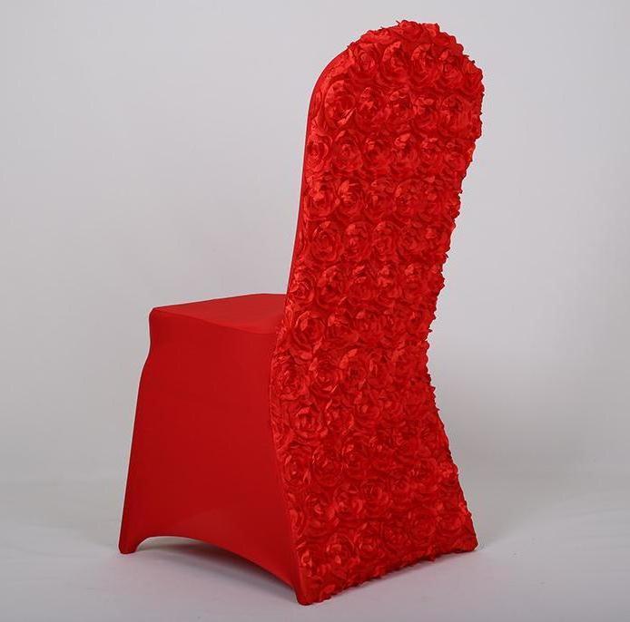 

Universal Wedding Chair Covers Stretch Rosette Spandex Chair Cover Red White Gold for Hotel Party Banquet Wholes Wholesale
