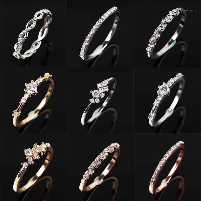 

Wedding Rings Minimalist Thin Ring For Women Temperament Micro Pave CZ Three Colors Alloy Finger Girlfriend Jewelry Gift1
