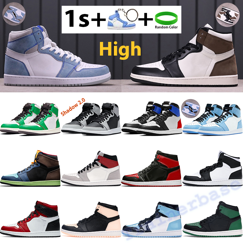 

High 1 1s basketball shoes hyper royal dark mocha mens sneakers university blue pine green black white shadow obsidian UNC patent bred men women trainers, Bubble wrap packaging