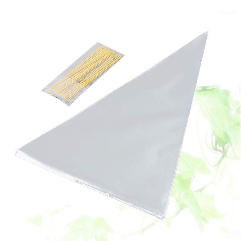 

Gift Wrap 100 Pcs Cellophane Bags OPP Triangle Treat With Cable Ties (16 X 30cm)