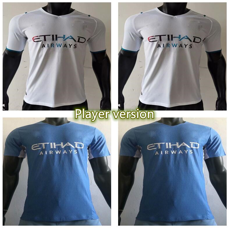 Jeux Version 21 22 Ville Soccer Jersey Home Away 2021 2022 Homme Sterling Football Uniforms Chemise Kun Aguero de Bruyne Gesus Bernardo Mahrez