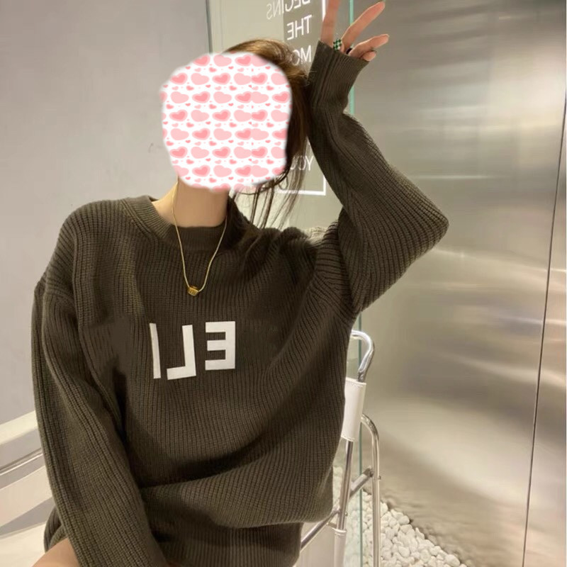 

21 autumn and winter new Cl + tricolor wool knitted sweater casual loose Pullover for women, White