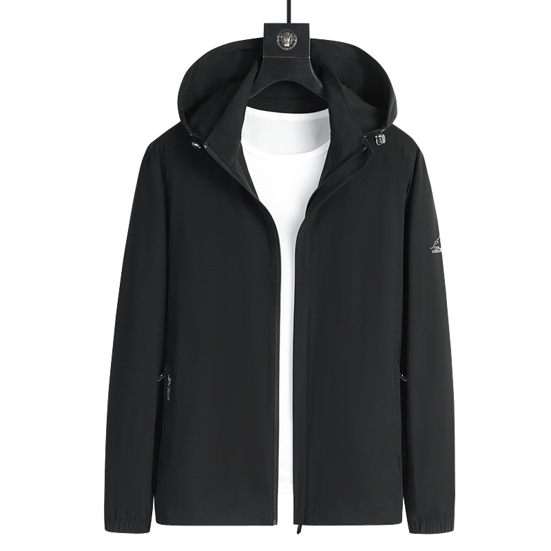 

New detachable hat coat elastic outdoor couple sports windbreaker group purchase entity, Men's medium grey