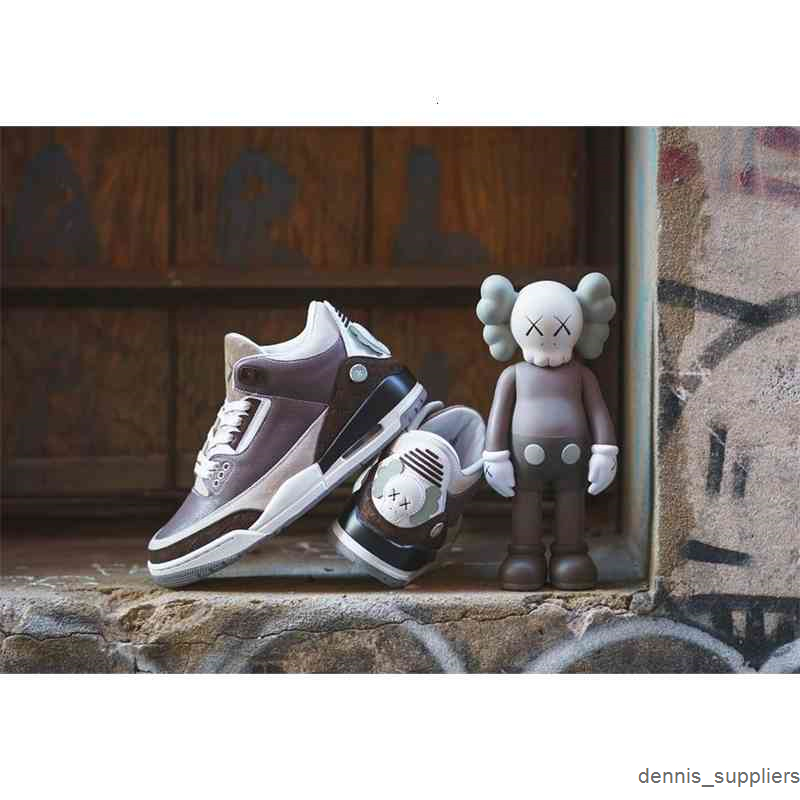 

men's kaws x 3s Basketball Shoes Jumpman 3 Brown White high quality trainers sports sneakers Size US 7-13, Shipping