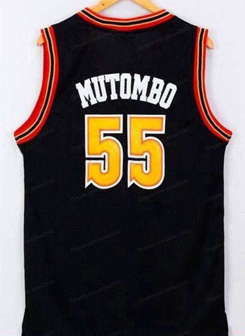 

Cheap Custom Retro 55 mutombo Basketball Jersey Stitched Black Any Number Name Size 2XS-5XL Free Shipping Top Quality, Black;red