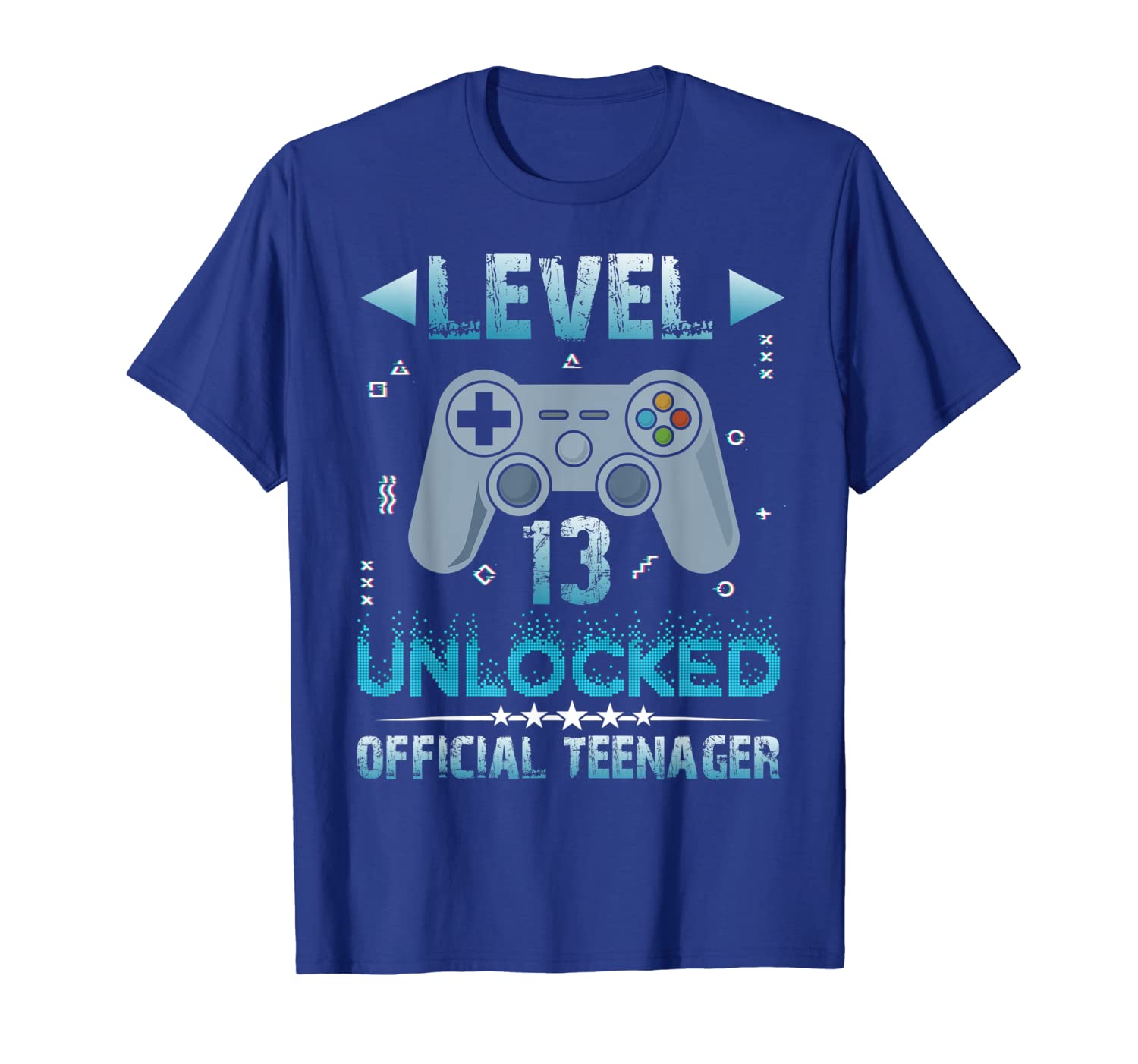 

Official Teenager 13th Birthday T-Shirt Level 13 Unlocked, White;black