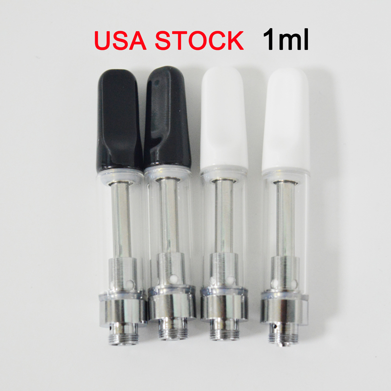 

USA STOCK Ceramic Vape Cartridges 1ml Thick Oil Cartridge Empty Atomizers Vapes Pens Vaporizers Carts Black White Tip 510 Thread E-cigarette