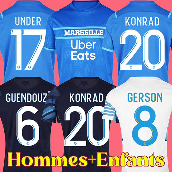 

Olympique De Marseille soccer jerseys man kids set GUENDOUZI GERSON SALIBA KONRAD MILIK maillot foot KAMARA LUIS HENRIQUE football shirt