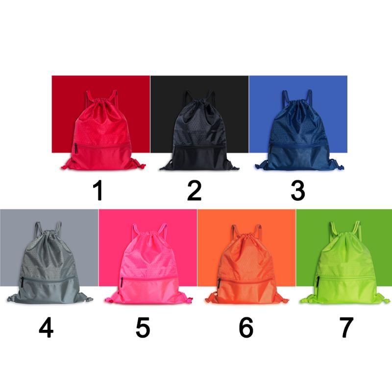 

Backpack Gym Sport Fitness Bag Waterproof Zipper Foldable Nylon Solid Drawstring Lock Hiking Camping Pouch Beach Swimming, Black