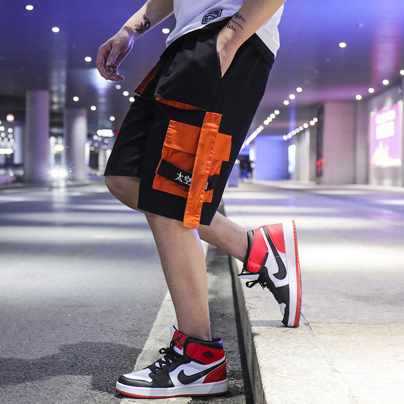 

2021 Summer New Cargo Men Loose Male Vintage Short Fashion High Quality Harajuku Casual Mens Shorts Hip Hop Clothes E4cq B055, Black