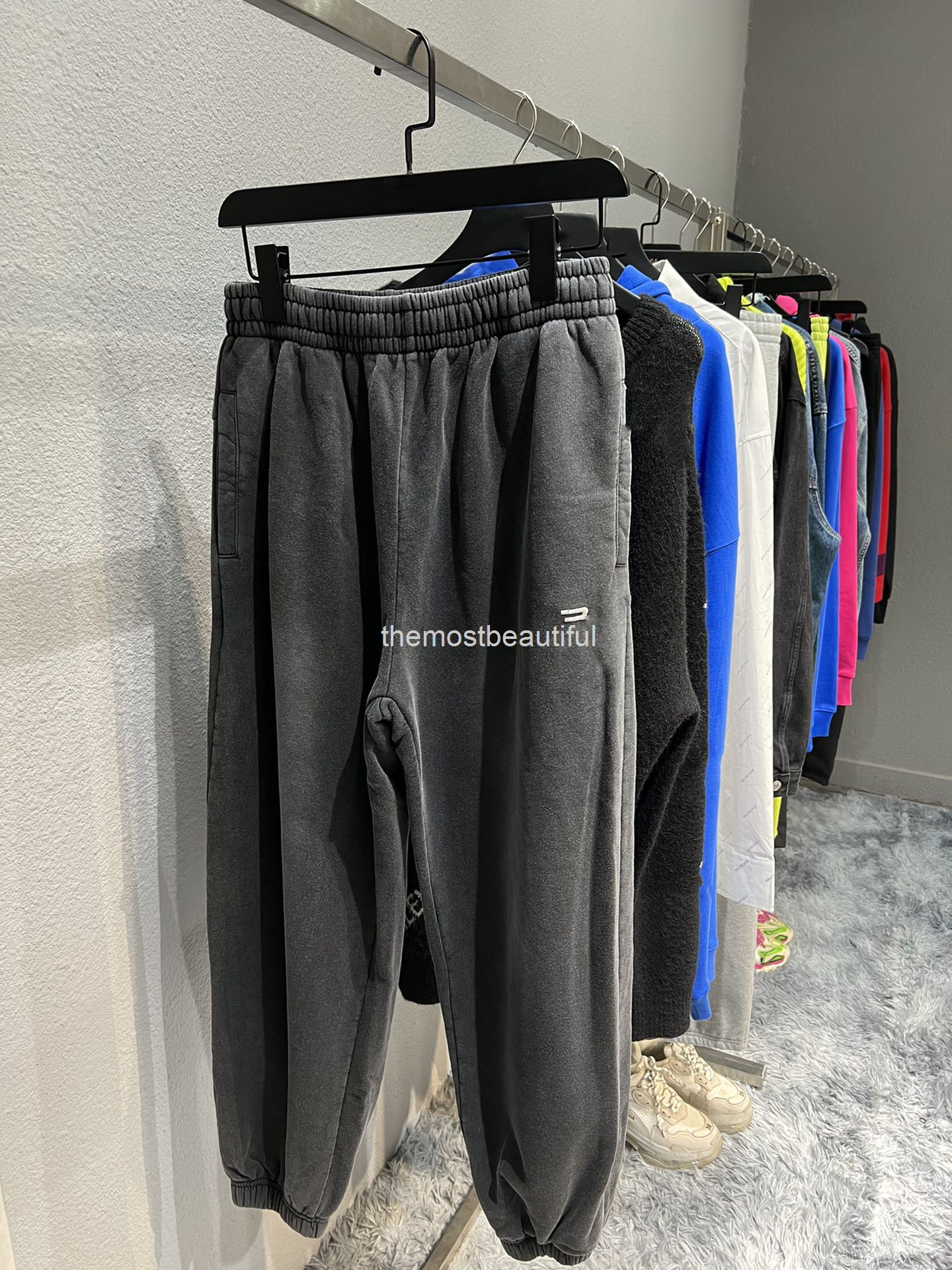 

Women's Pants & Capris Spring and autumn high version b home hook elastic washing loose Terry tie foot casual men's women's sports pants, 2# packing bag