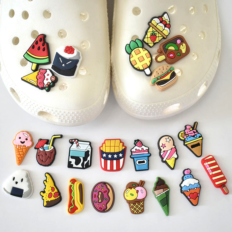 

Pvc Cartoon Food Shoe Decorations Accessories for Croc Charms Bracelets Wristband Buttons Clog Charms Children Birthday Gift