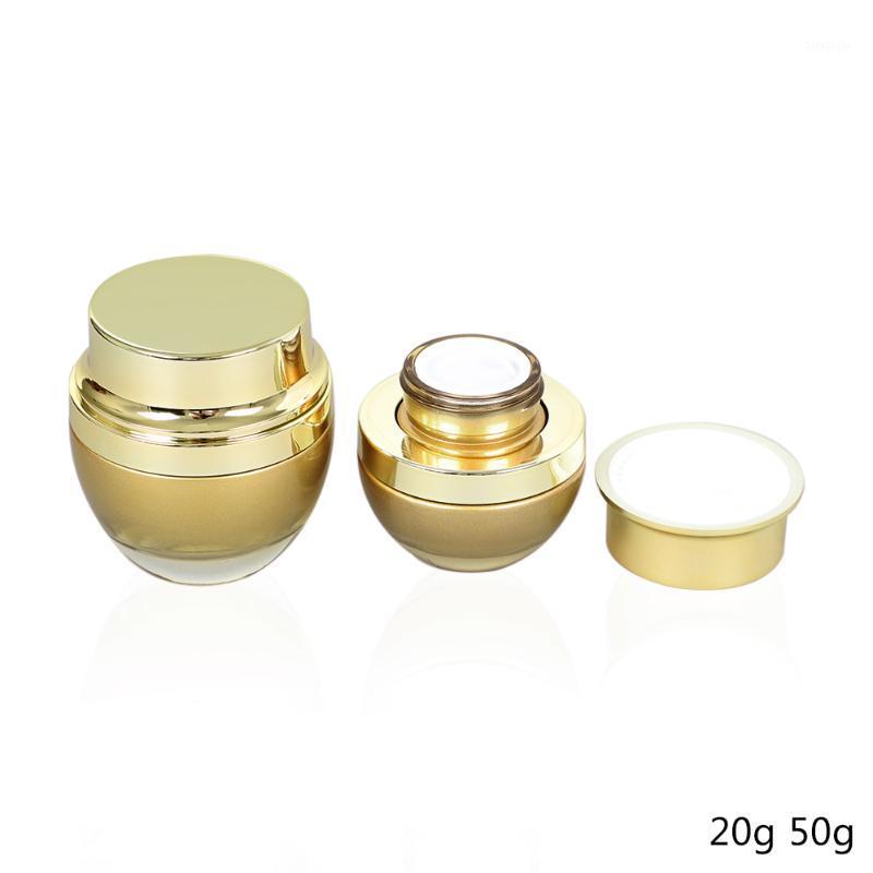 

Storage Bottles & Jars Empty Glass Cream Jar Packaging In 50ml, Round Cosmetic Dispenser Gold, With Gold Lid On Sale