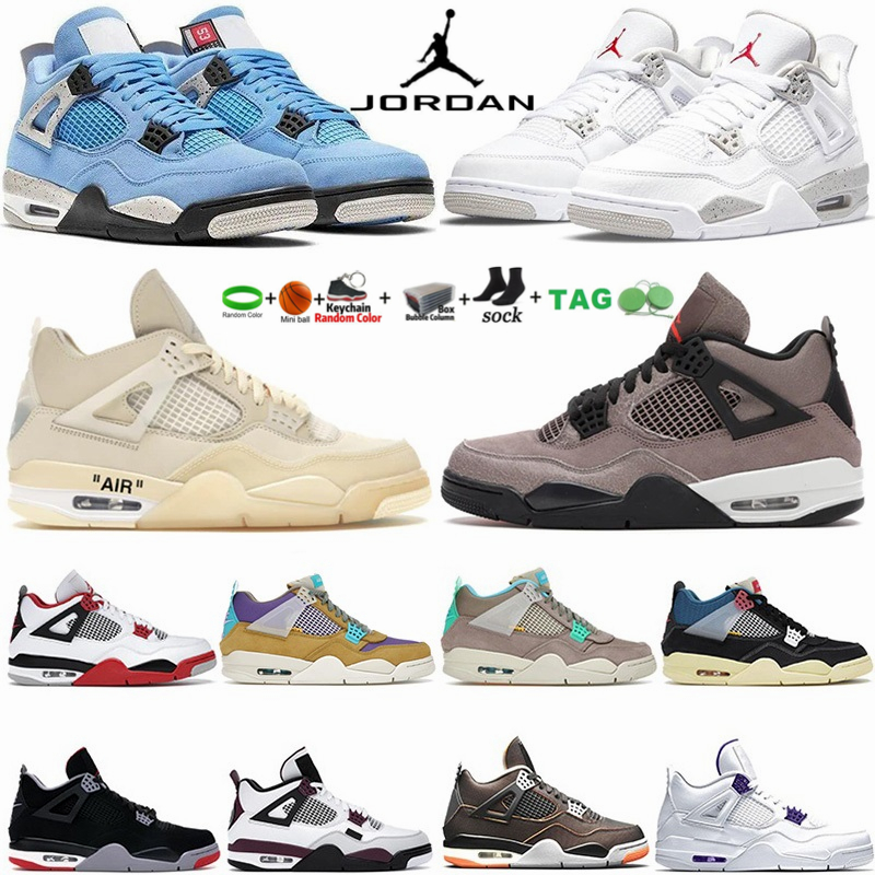 

Air Jordan NewArrival Retro Mens 4 Basketball Shoes Oreo White X Sail Bred Jumpman 4s Union Nior Paris sneakers Cactus Jack University Blue Womens Trainers, 13