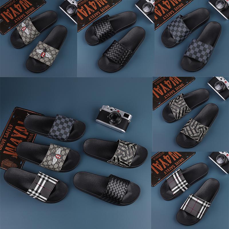 

Italy Grid pattern Slippers Designer Mens Non-slip and comfortable Rubber Slides Sandals Floral brocade Outdoor Beach Casual Flip Flops Flat, #2