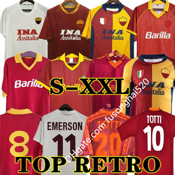 

95 96 ROMA RETRO soccer jersey 00 01 02 TOTTI Classic BATISTUTA Candela Football shirt Vintage 2002 Maglia da NAKATA 88 89 90 91 92 93 94, Black;yellow