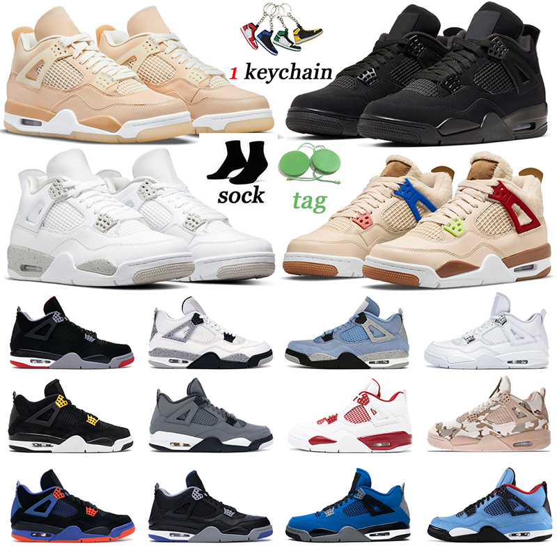 

Jumpman 4 4s Men Basketball Shoes Black Cat Bred Cement Cactus Jack Fire Red Thunder Shimmer Wild Things White Oreo Mens Women Trainers Sports Sneakers, 4s taupe haze
