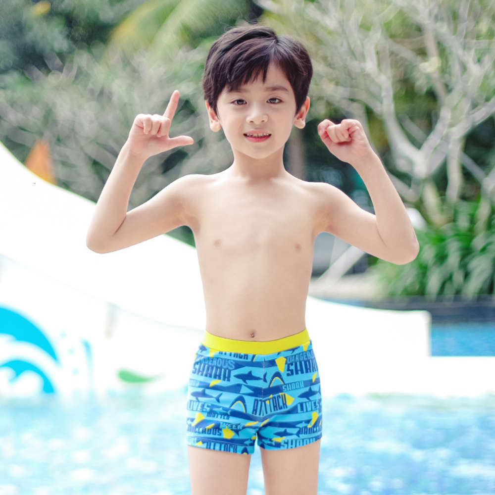 

Children's swimsuit, boys' fashion baby, small, medium, big, big size spring swimming trunks, summer, Blue