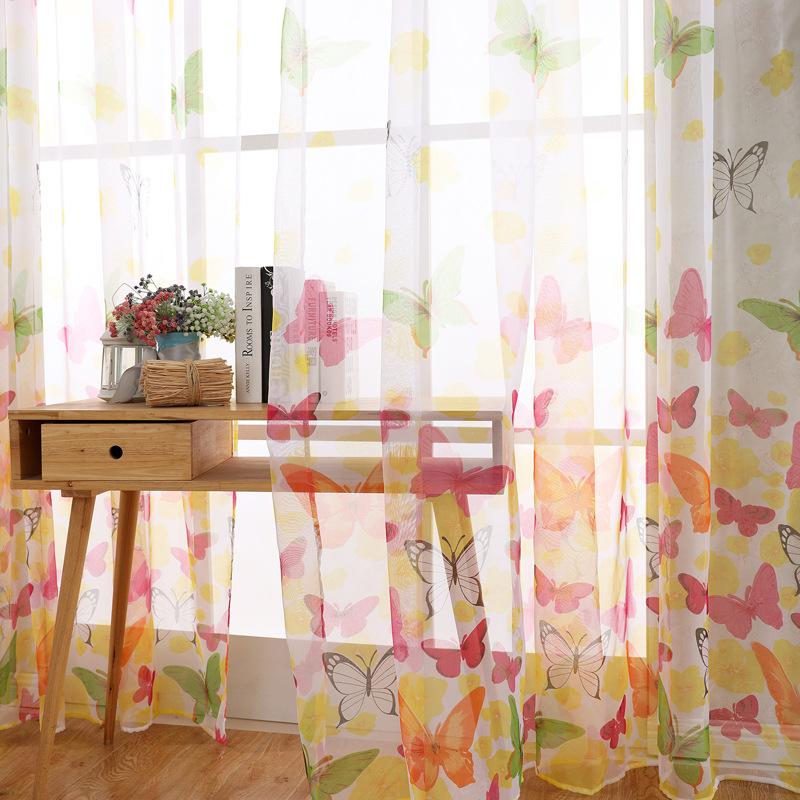 

Curtain & Drapes Romantic Butterfly Pattern Tulle Curtains For Living Room Bedroom Voile Blinds Window Treatments Decor Sheer Kitchen