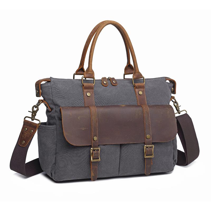 

Outdoor Bags Vintage Canvas Computer Travel Laptop Briefcase Custom Shoulder Messenger Bag For Men, Khaki