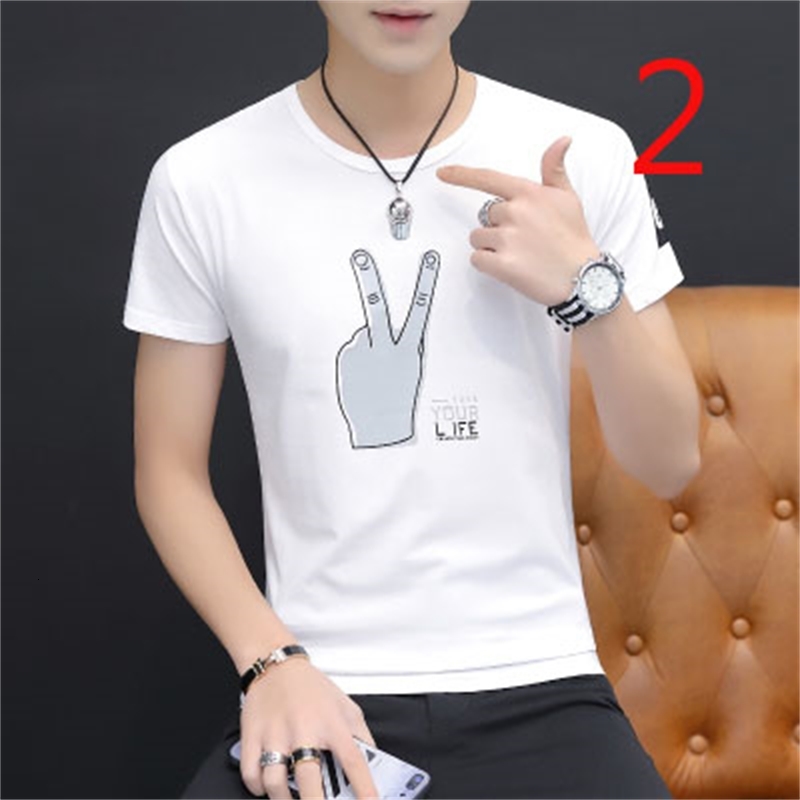 

2021 New Men's Letter Printed Short-sleeved T-shirt Summer Cottonh Simple Top Fashion Tee Slim K2tk