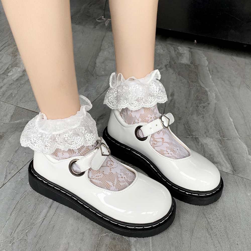 

Autumn Spring Girls Lolita Shoes Patent Leather Women Mary Janes Shoes Platform Woman Flats Round Toe Ladies Shoes Black N7768 C0309