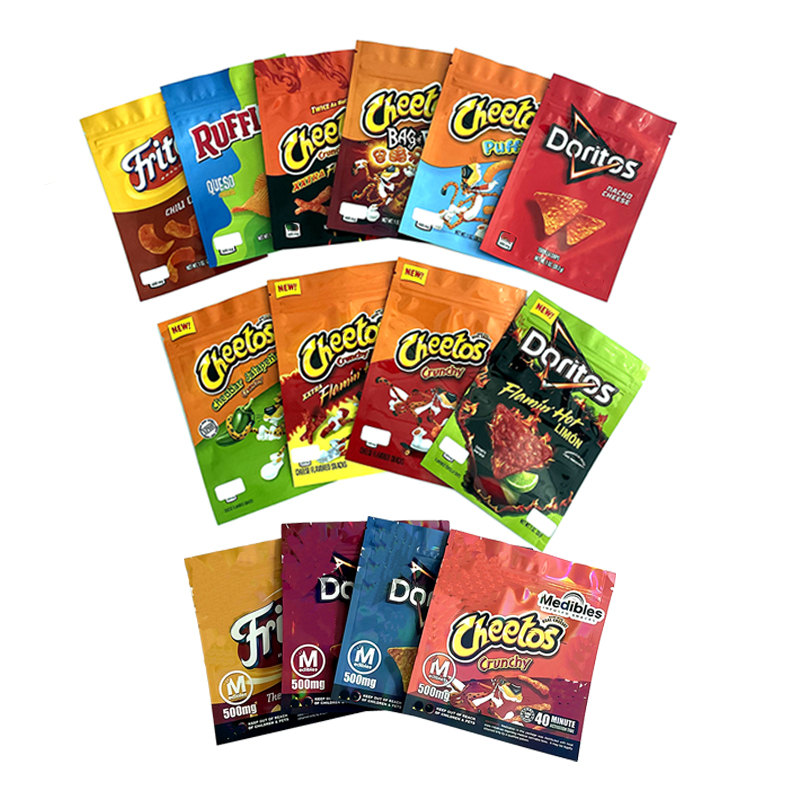 

Empty edibles bag Cheetos Flaminhot Doritos medibles chips snack container edible packaging mylar bags