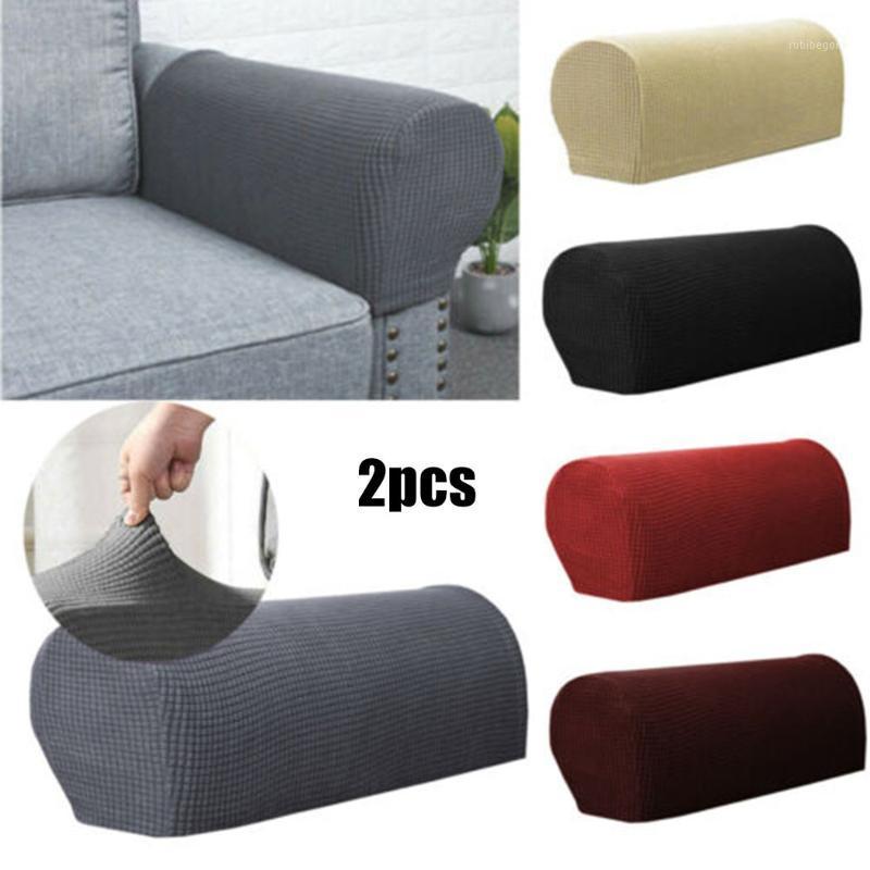 

Chair Covers 1Set Removable Sofa Armrest 2Pc Solid Color Universal Couch Protector Elastic Cover For Living Room