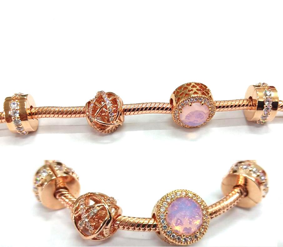 

S925 Sterling Silver Charm DIY Jewelry Beads Fits Pandora Style charms Bracelets For European Rose Gold Bracelet Necklace