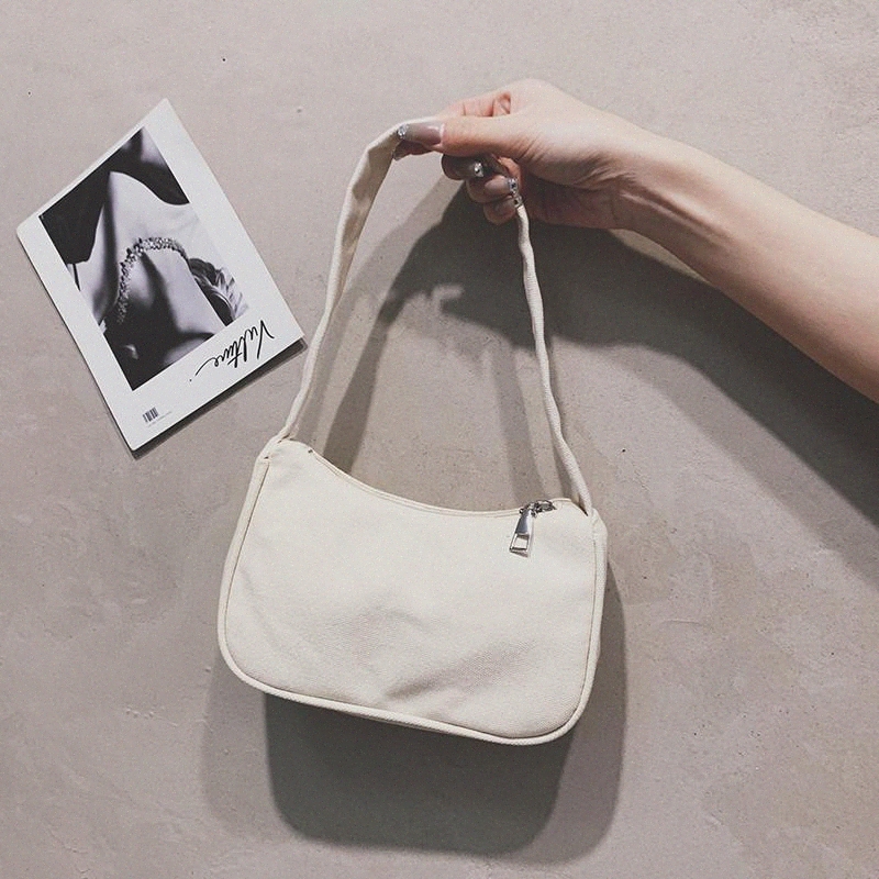

Evening Bags 2021 Women Underarm Bag Fashion Simple Casual Solid Color Canvas Summer Trend Women's Handbag Mini Shoulder L1k1#