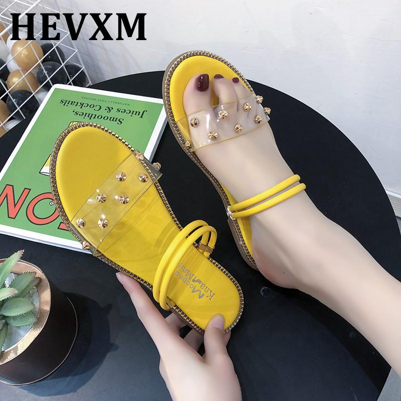 

summer new net red fashion wild rhinestone sandals and slippers women transparent word with flat bottom two wear sandals women, 026 creamy-white