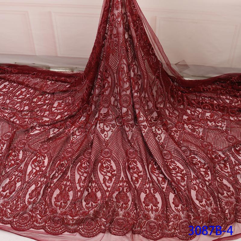 

Handmade Beads Lace Fabric Embroidery 3d African Bridal Lace Fabric Wedding Party Women Mesh