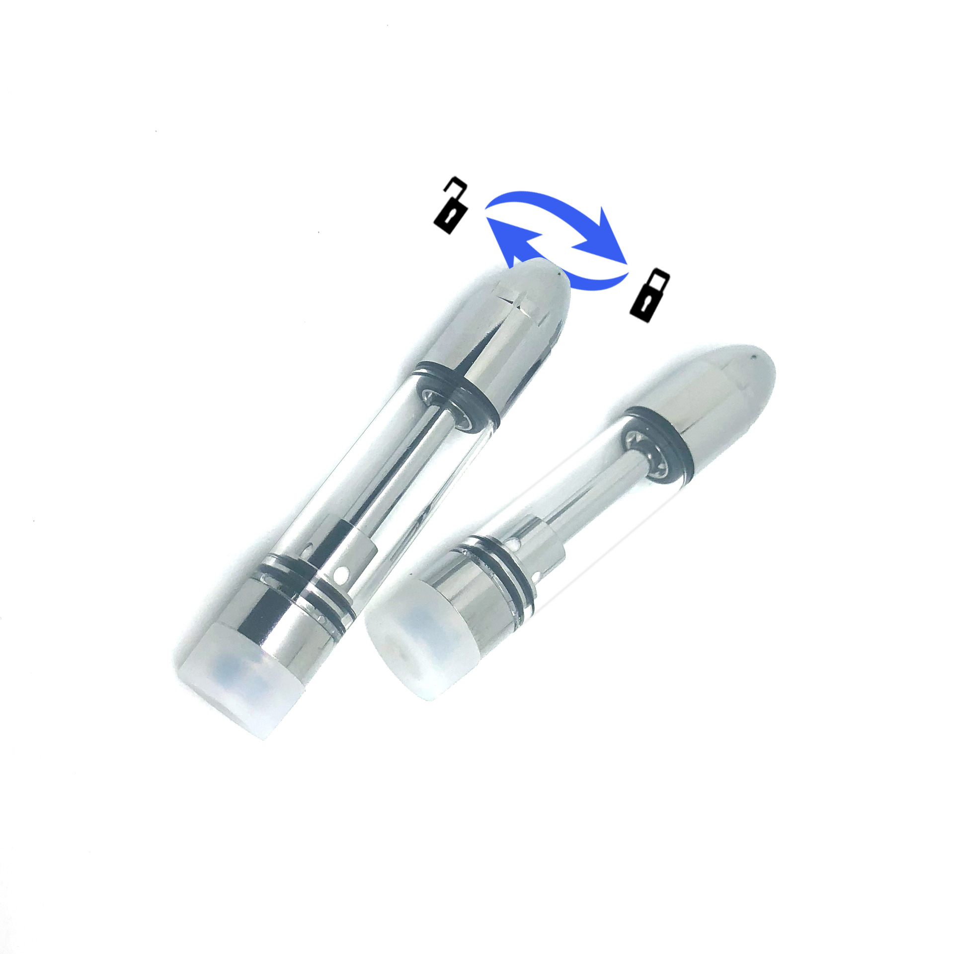 

High quality no leaking oil children's lock 1 ml ceramic empty atomizer 510 battery 2.0mm holes Wickless atomize