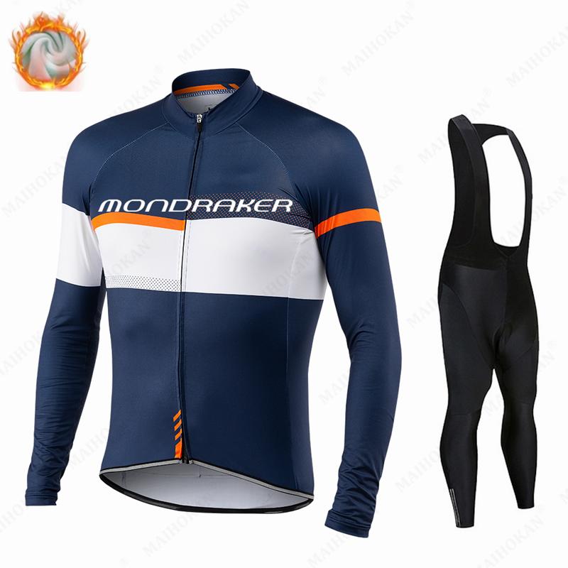 

Racing Sets MONDRAKER Cycling Suit Man Winter Long Sleeves Thermal Fleece Male Set Keep Warm MTB Bike Clothing Mens Clothes, Black;blue