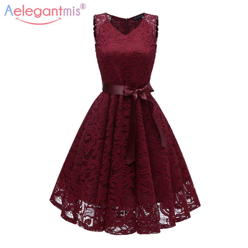 

Aelegantmis Spring Sexy V Neck Lace Dress Women Elegant Celebrity Evening Party Ladies Slim Sleeveless A-Line es 210607, Navy blue