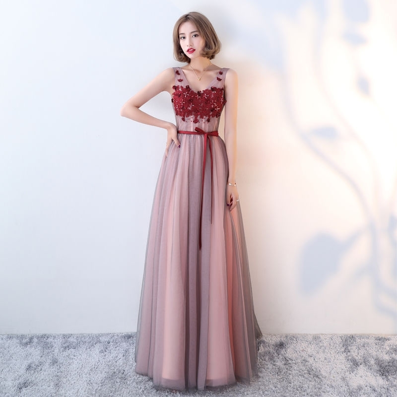 

Bridal toast 2021 new fashion double shoulder V-neck annual meeting evening dress banquet party temperament long style, White;black