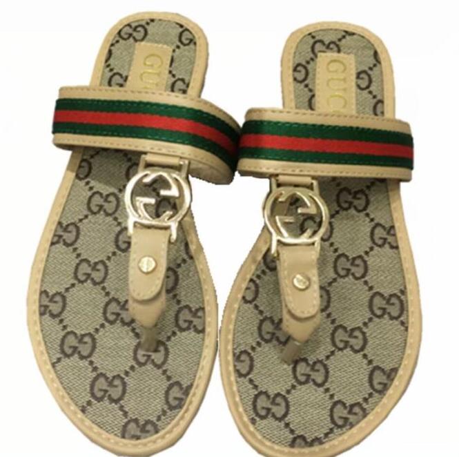 

035 High quality women's flat slippers luxurys designers sandals leather brands girls slide sandals casual flip-flops size 35-42, Black