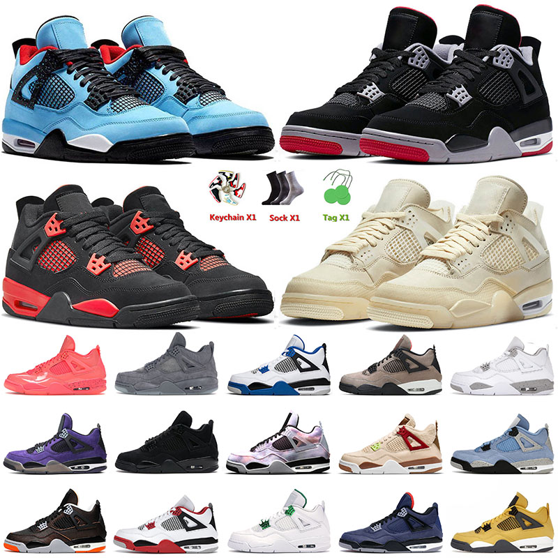 

4 4s IV Basketball Jumpman Shoes Cactus Jack Red Thunder Bred Sail Mens Women Shimmer What The Taupe Haze White Cement Thunder Trainers Sneakers, C10 diy 40-47