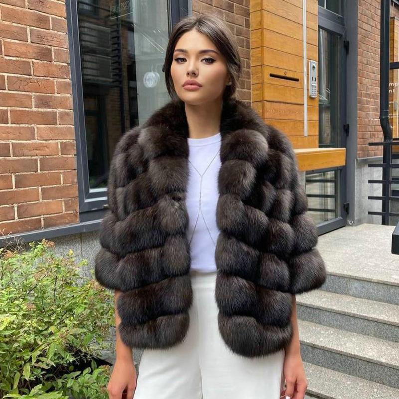 

Women's Fur & Faux Women Short Genuine Jacket With Lapel Collar Winter Fashion Whole Skin Natural Coat Woman Outwear Luxury, Black