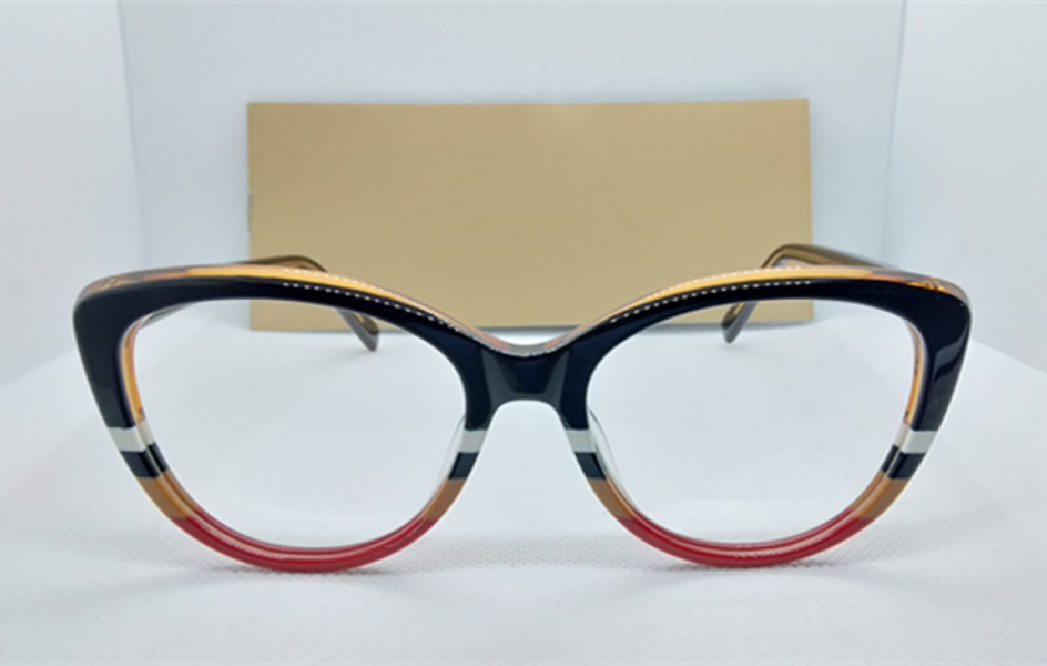

Newest Women Sexy Cateye Plank Glasses Frame 52-19-145 Imported Fullrim+Plaid Leg for Prescription Glasses fullset box