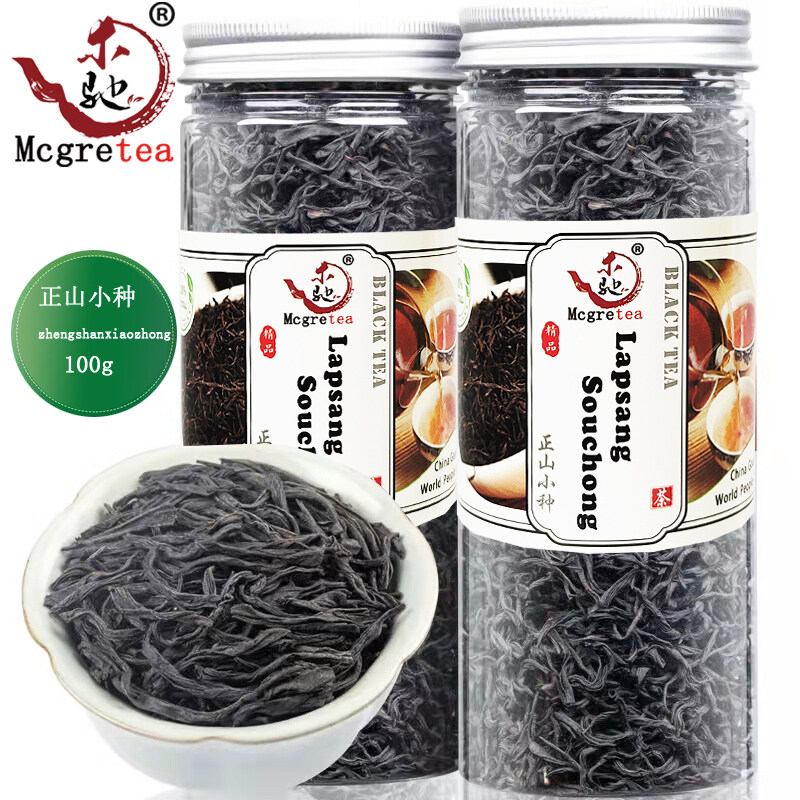 

Mcgretea 100g 2021 High quality Lapsang Souchong Black Chinese Tea Wuyi With Smoke Flavor Zheng Shan Xiao Zhong Tea