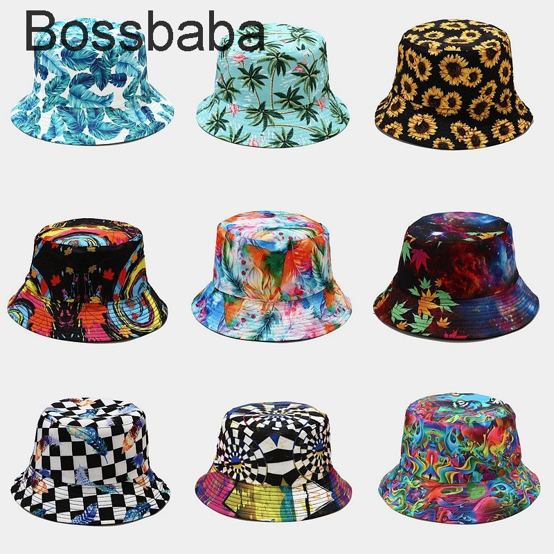 

Women Men Harajuku Flower Contrast Colored Bucket Hat Reversible Packable Wide Brim Sun Visor Hip Hop Cotton Fisherman Cap 815, #10